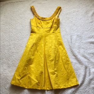 Sunflower yellow polka dot midi dress